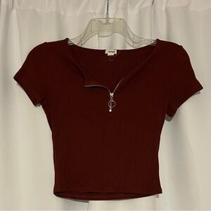 Garage Women's Burgundy Zip-Up Top